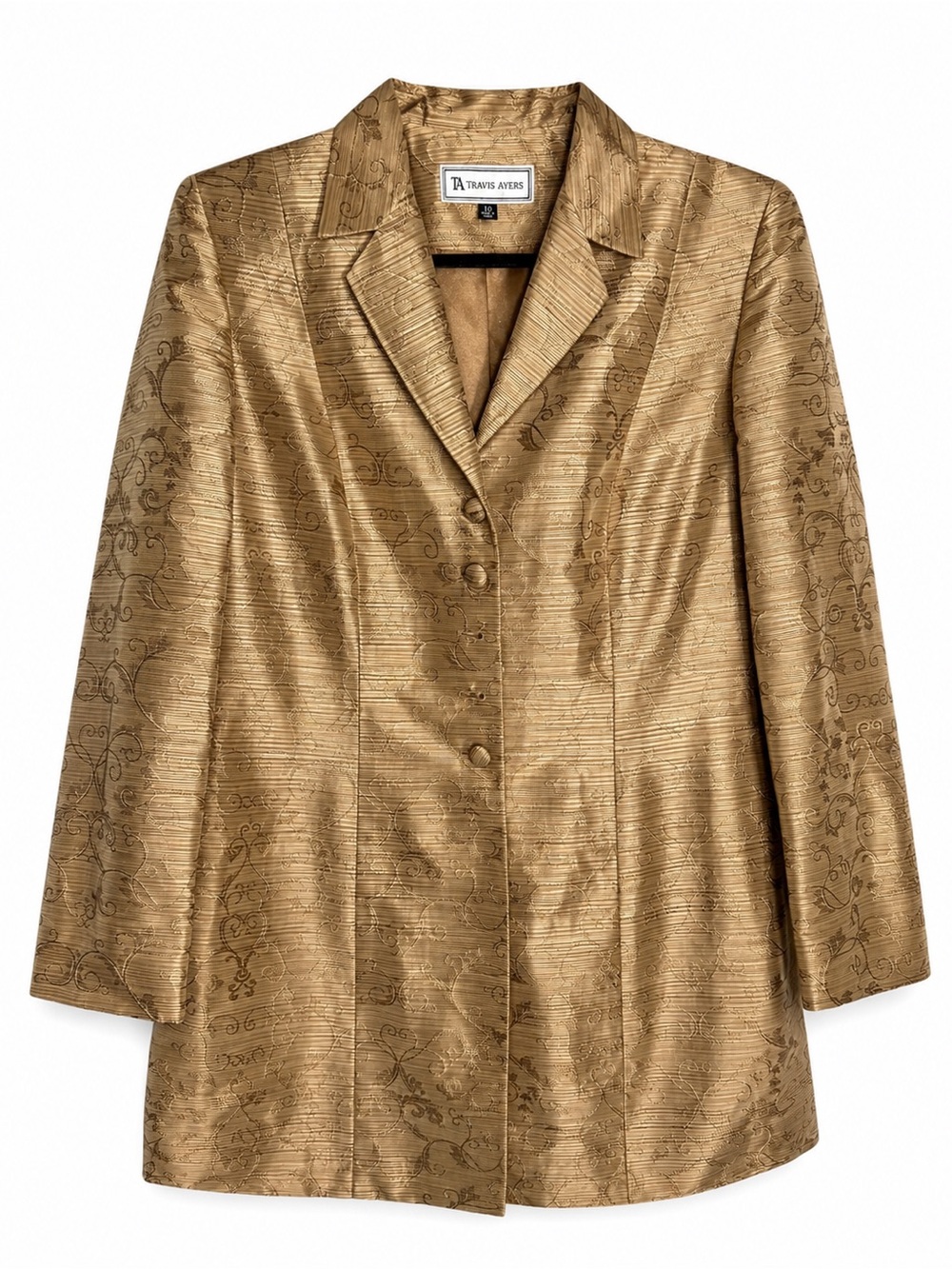 Travis Ayers Gold Brocade Floral Blazer